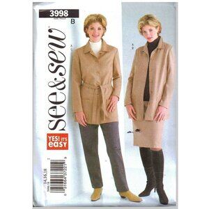 Butterick Sewing Pattern 3998‎ Misses Jacket Belt Skirt Pants Size 14-18